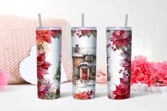 Christmas Watercolor Flowers haus Sublimation Tumbler Wrap Product Image 2