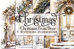 Christmas Backgrounds, 10x14 Watercolor Front Door, Elegant Product Image 1