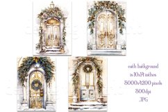 Christmas Backgrounds, 10x14 Watercolor Front Door, Elegant Product Image 2