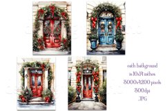 Christmas Backgrounds, 10x14 Watercolor Front Door, Stylish Product Image 2