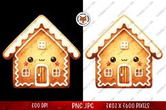 Gingerbread House Kawaii Sticker PNG, Christmas House Product Image 2