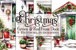 Christmas Backgrounds, 10x14 Green Red Front Doors, Holiday Product Image 1