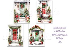 Christmas Backgrounds, 10x14 Green Red Front Doors, Holiday Product Image 2