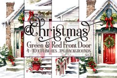 Christmas Backgrounds, 10x14 Green Red Front Doors, Holiday Product Image 1