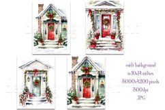 Christmas Backgrounds, 10x14 Green Red Front Doors, Holiday Product Image 2