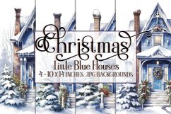 Christmas Backgrounds, 10x14 Little Blue Christmas Houses Product Image 1