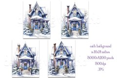 Christmas Backgrounds, 10x14 Little Blue Christmas Houses Product Image 2