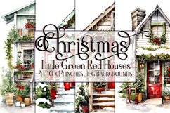 Christmas Backgrounds, 10x14 Tiny Green Red Christmas Houses Product Image 1