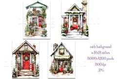 Christmas Backgrounds, 10x14 Tiny Green Red Christmas Houses Product Image 2