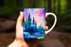 Christmas Watercolor Background Landscape Mug Wrap Design Product Image 2