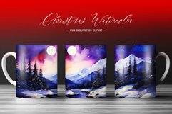 Winter Forest Christmas Watercolor Background Mug Wrap Product Image 1