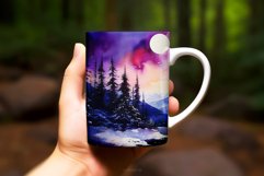 Winter Forest Christmas Watercolor Background Mug Wrap Product Image 2