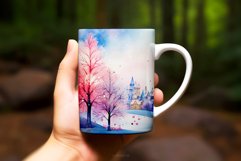 Watercolor Village Winter Background Mug Wrap Product Image 2