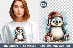 Christmas Watercolor Penguin clipart png