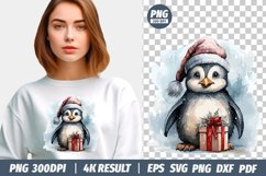 Christmas Watercolor Penguin clipart png