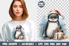 Christmas Watercolor Penguin clipart png