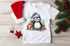 Christmas Watercolor Penguin Sublimation clipart