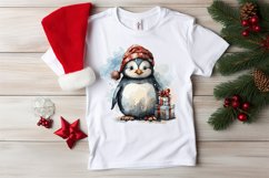 Christmas Watercolor Penguin Sublimation clipart