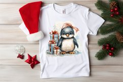 Christmas Watercolor Penguin Sublimation clipart