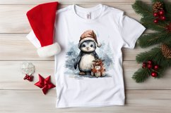 Christmas Watercolor Penguin Sublimation clipart