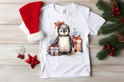 Christmas Watercolor Penguin Sublimation clipart