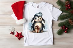 Christmas Watercolor Penguin Sublimation clipart