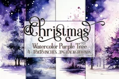 Christmas Backgrounds, 15x15 Watercolor Purple Holiday Tree Product Image 1