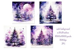 Christmas Backgrounds, 15x15 Watercolor Purple Holiday Tree Product Image 2