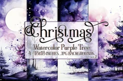Christmas Backgrounds, 15x15 Watercolor Purple Holiday Tree Product Image 1