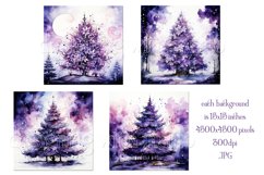 Christmas Backgrounds, 15x15 Watercolor Purple Holiday Tree Product Image 2