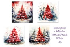 Christmas Backgrounds, 15x15 Watercolor Red Holiday Tree Product Image 2