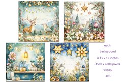 Christmas Backgrounds, Watercolor 15x15 Holiday Scenes, s1 Product Image 2