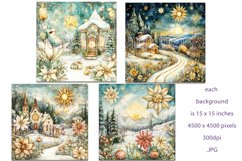 Christmas Backgrounds, Watercolor 15x15 Holiday Scenes, s12 Product Image 2