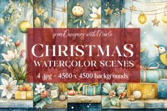 Christmas Backgrounds, Watercolor 15x15 Holiday Scenes, s13 Product Image 1