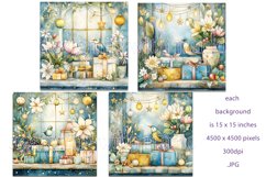 Christmas Backgrounds, Watercolor 15x15 Holiday Scenes, s13 Product Image 2