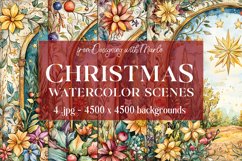 Christmas Backgrounds, Watercolor 15x15 Holiday Scenes, s14 Product Image 1