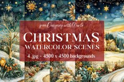 Christmas Backgrounds, Watercolor 15x15 Holiday Scenes, s15 Product Image 1