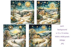 Christmas Backgrounds, Watercolor 15x15 Holiday Scenes, s15 Product Image 2