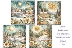 Christmas Backgrounds, Watercolor 15x15 Holiday Scenes, s16 Product Image 2
