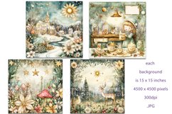 Christmas Backgrounds, Watercolor 15x15 Holiday Scenes, s2 Product Image 2