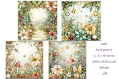 Christmas Backgrounds, Watercolor 15x15 Holiday Scenes, s22 Product Image 2