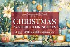 Christmas Backgrounds, Watercolor 15x15 Holiday Scenes, s4 Product Image 1