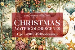Christmas Backgrounds, Watercolor 15x15 Holiday Scenes, s6 Product Image 1