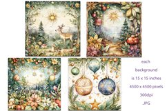 Christmas Backgrounds, Watercolor 15x15 Holiday Scenes, s6 Product Image 2