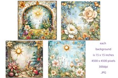 Christmas Backgrounds, Watercolor 15x15 Holiday Scenes, s7 Product Image 2