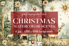 Christmas Backgrounds, Watercolor 15x15 Holiday Scenes, s8 Product Image 1