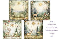 Christmas Backgrounds, Watercolor 15x15 Holiday Scenes, s8 Product Image 2