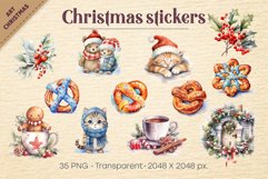 Watercolor Christmas stickers. Clipart. Product Image 6