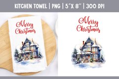 Christmas Kitchen Towel Sublimation Design | Winter House Product Image 1