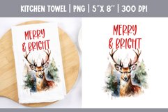 Christmas Kitchen Towel Sublimation Design | Watercolor Deer Product Image 1